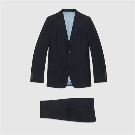 gucci blue pinstripe suit|Straight fit bee wool gabardine suit .